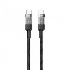 Porodo Braided 100W Transparent USB-C to USB-C Charging Cable (1.2 Meters)