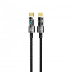 Porodo 60W USB-C to USB-C Braided Transparent Cable with PD Display (1.2 Meters)