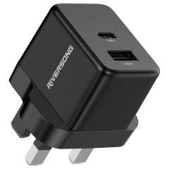 RIVERSONG PowerKub G20 Pro GaN 20W Dual Port (USB-C,USB-A)  Compact Design Fast Charging Power Adapter