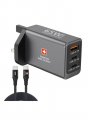 Swiss Military 65W GaN II (1 x USB-A, 2 x USB-C Ports) Super Charger with 60W USB-C to USB-C Cable (1.2 Meters)