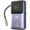 Swiss Military 10000mAh 35W Portable Power Bank with Integrated Retractable USB-C Cable (USB-C and USB-A Ports)
