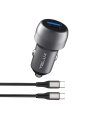 TELUX PowerGo PD38-C 2-Port USB-C and USB-A 20W Fast Car Charger (38W Total Output) with USB-C Cable