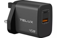 TELUX VOLTFLOW PD45 45W GaN Fast Wall Charger (USB-A and USB-C Ports)