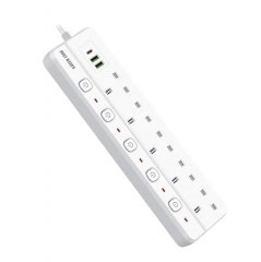 Green Lion 5 Socket, 2x USB-A and 1x Type C Ports 2500W Power Socket (2 Meters)
