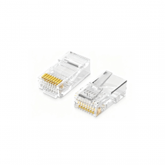 Finosel, Copper CAT6, RJ45 UTP Connector, Crystal Clear , 8 Pins Gold Plating thickness 30u (RJ45C6-02SUTP ) - 100pcs/pack