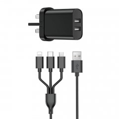 Wiwu Quick Dual USB-A Charger with 3 in 1 USB-A Cable