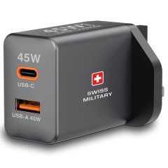 Swiss Military 45W GaN Super Charger ( 1 x USB-C, 1 x USB-C Ports)