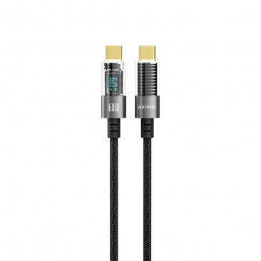 Porodo 60W USB-C to USB-C Braided Transparent Cable with PD Display (1.2 Meters)