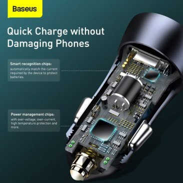 Baseus Golden Contractor Pro 40W Dual Port Quick Car Charger (USB-A/USB-C)