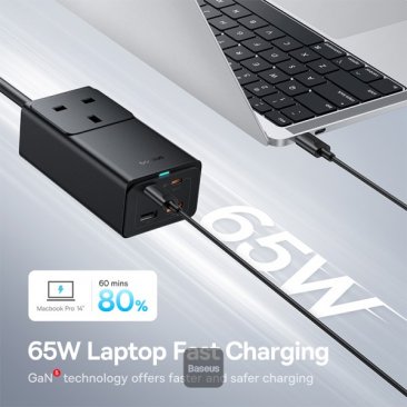 Baseus Gan5 Pro 65W Fast Charger (Power Strip AC+2xUSB+2x USB-C)