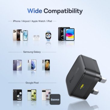 Baseus Palm 30W USB-C Fast Charging Power Adapter with USB-C to USB-C Cable (1 Meter)