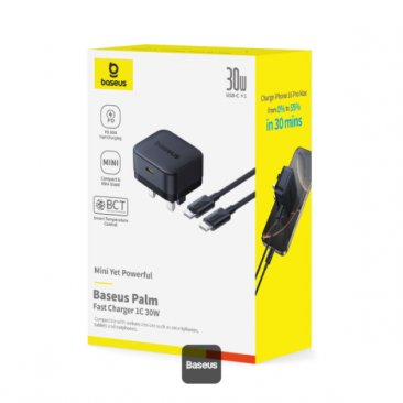 Baseus Palm 30W USB-C Fast Charging Power Adapter with USB-C to USB-C Cable (1 Meter)