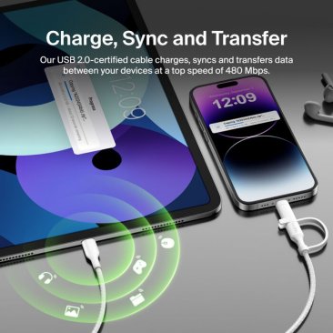 Belkin BoostCharge Pro 60W 2-in-1 Cable with USB-C and Lighting Connector (1.5 Meters)
