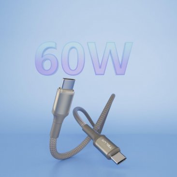 TELUX FLEXIX 60W Braided USB-C to USB-C Charging Cable (1 Meter) Titanium