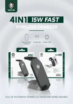 Green 4in1 Fast Wireless Charger 15W