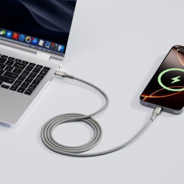 TELUX FLEXIX 60W Braided USB-C to USB-C Charging Cable (1 Meter) Titanium