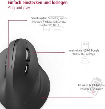HAMA EMW-500 6-Button Wireless Ergonomic Mouse