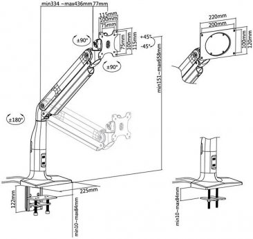 Skilltech SH43 C011U Counterbalance Monitor Arm
