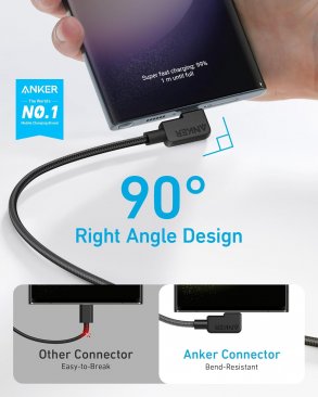 Anker Right Angle USB A to USB C Braided Cable (Pack of 2, 1.8 Meters)