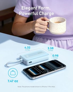 Anker Zolo 10000Mah 30W with Built-In USB-C Cable (1xUSB-C and 1xUSB-A Ports)