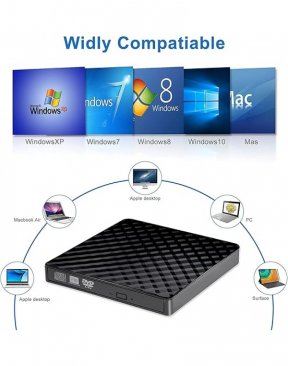 Haysenser HY-DRW08 USB 3.0 External DVDRW Drive (USB-A and USB-C)