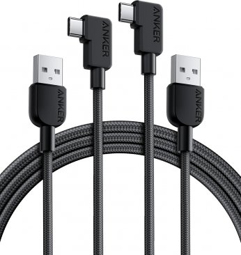 Anker Right Angle USB A to USB C Braided Cable (Pack of 2, 1.8 Meters)