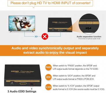 HDMI to HDMI with Audio-video Extractor Converter