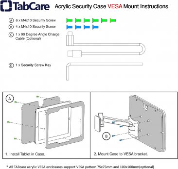 Anti-Theft Acrylic VESA Enclosure for Apple iPad 7 10.2 inches with Wall Mount Kit