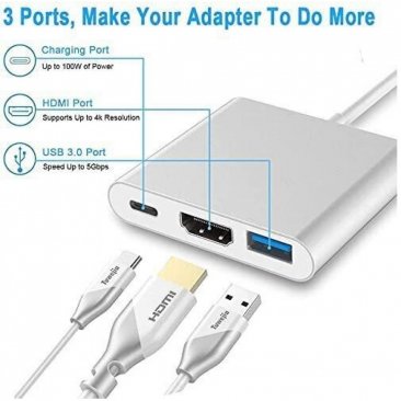 Type C Converter (3 in 1) Type C to HDMI + USB 3.0 + Type C (PD)