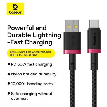 Baseus Dura USB-A to USB-C 60W Charging Cable (1 Meter)