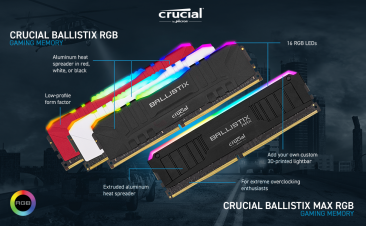Crucial Ballistix RGB 3200 MHz DDR4 DRAM Desktop Gaming Memory Kit 16GB (8GBx2) CL16 BL2K8G32C16U4BL (Black)