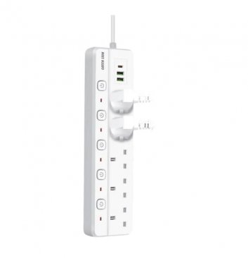 Green Lion 5 Socket, 2x USB-A and 1x Type C Ports 2500W Power Socket (2 Meters)