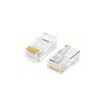 Finosel, Copper CAT6, RJ45 UTP Connector, Crystal Clear , 8 Pins Gold Plating thickness 30u (RJ45C6-02SUTP ) - 100pcs/pack