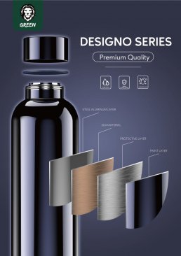 Green Designo Series Stainless Steel Water Bottle 550ml/18.6oz