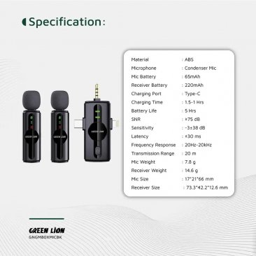 Green Lion GM-80X Microphone 3 in 1 (AUX, USB C and Lightning)