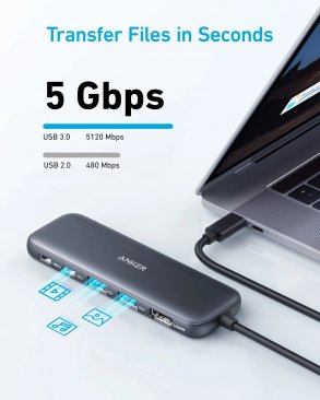 Anker 332 5-in-1 USB-C Hub (2x USB-C, 2x USB-A, 1x 4K HDMI)