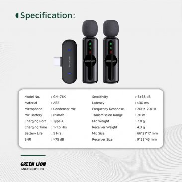 Green Lion GM-76X Microphone 3 in 1 (USB A, USB C and Lightning)