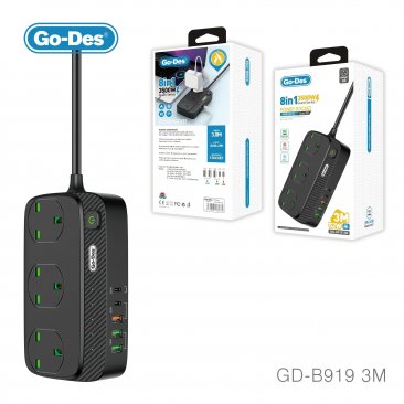 Go-Des GD-B919  8-in-1 3 Way  Extension Power Socket (3 Meters)