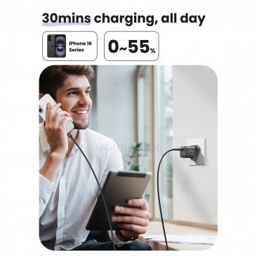UGREEN 30W USB-C GaN Fast Charger with USB-C to USB-C Cable (1 Meter)