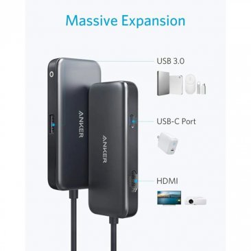 Anker 3-in-1 Premium USB-C Hub (USB 3.0, HDMI, USB-C Ports)