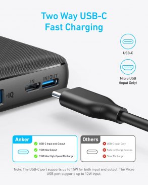 Anker PowerCore Slim 10000Mah (USB-C and Micro USB (input) Power Bank