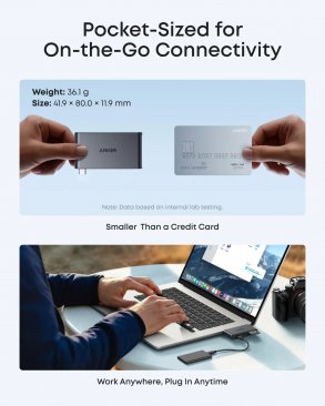 Anker Nano 6-in-1 USB-C Hub (5Gbps) (1xUSB A, SD/TF Card Slots, 1x4K HDMI, 2xUSB C)