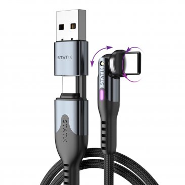 Statik Power Pivot Pro USB-C to USB-C + USB-A Adapter Charging Cable (2 Meters)