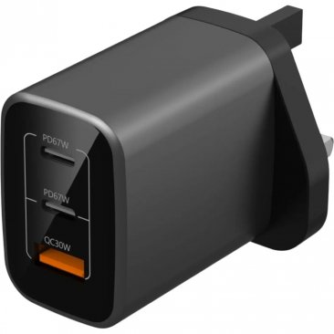 TELUX VOLTFLOW PD67 67W GaN Fast Wall Charger (1 x USB-A, 2 x USB-C Ports)