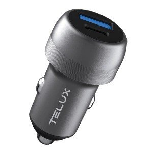 TELUX PowerGo PD48 2-Port USB-C and USB-A 30W Fast Car Charger (48W Total Output)