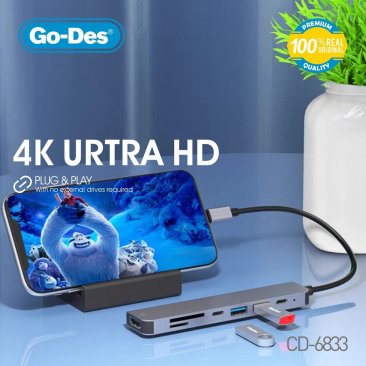 Go-Des GD-6833 7 in 1 USB C Hub Docking Station