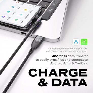 Statik Power Pivot Pro USB-C to USB-C + USB-A Adapter Charging Cable (2 Meters)