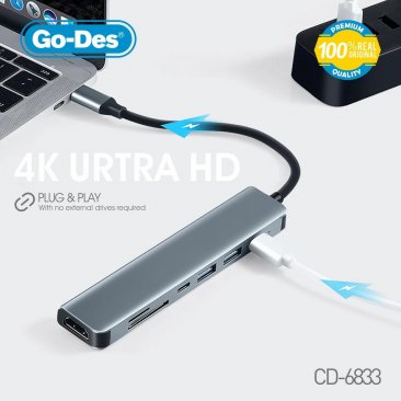 Go-Des GD-6833 7 in 1 USB C Hub Docking Station