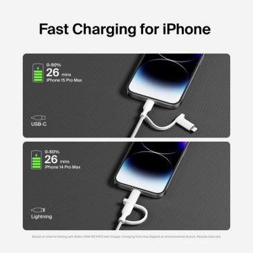 Belkin BoostCharge Pro 60W 2-in-1 Cable with USB-C and Lighting Connector (1.5 Meters)