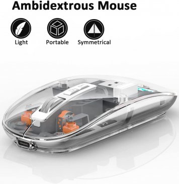 FMouse M133 Transparent 2 in 1 Bluetooth and Wireless Type C Rechargeable  Mouse